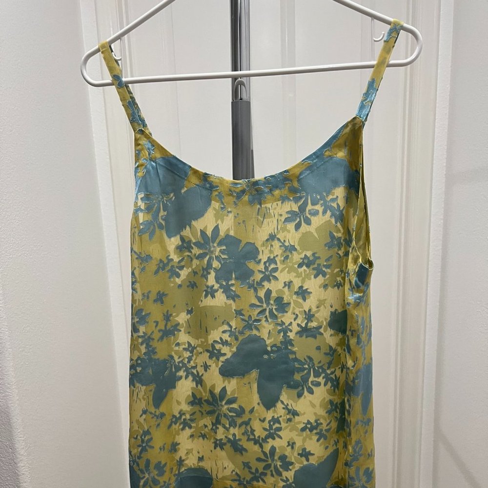 Sunshine yellow & Turquoise cami with blue velvet butterflies and flower detail